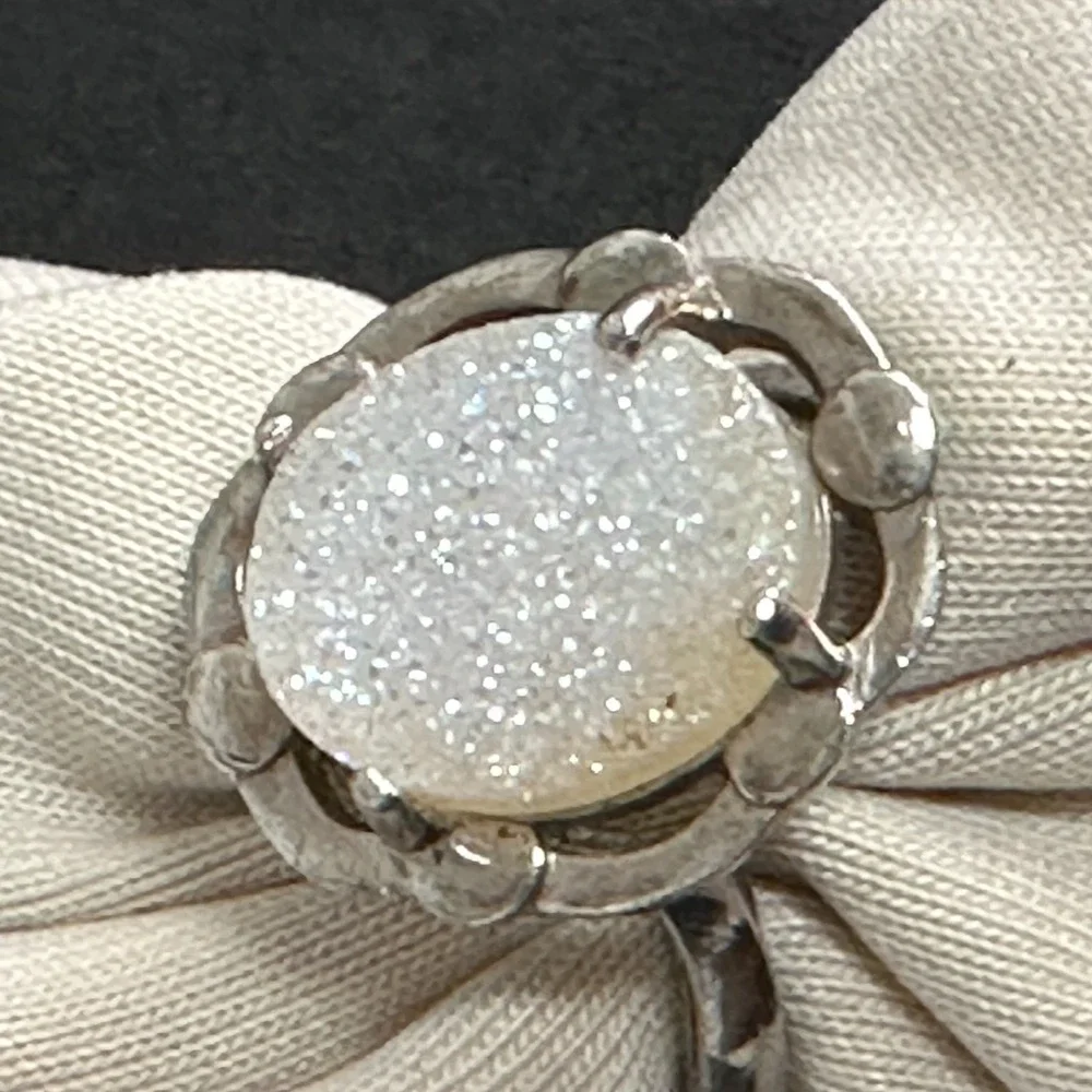 Sterling Silver White Stone Ring Woman Cocktail Ring Size 5 .925 Custom Jewelry
